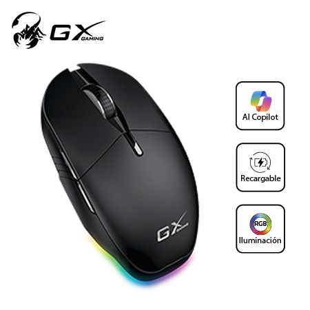 MOUSE GENIUS GX SCORPION M8250 AI COPILOT RECARGABLE WIRELESS/BT 3200 DPI 6-BOT RGB BLACK (31060001401)